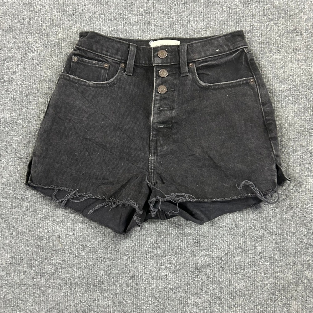 Abercrombie & Fitch Shorts Womens Size 24 Black High Rise Mom Curve Love Raw Hem